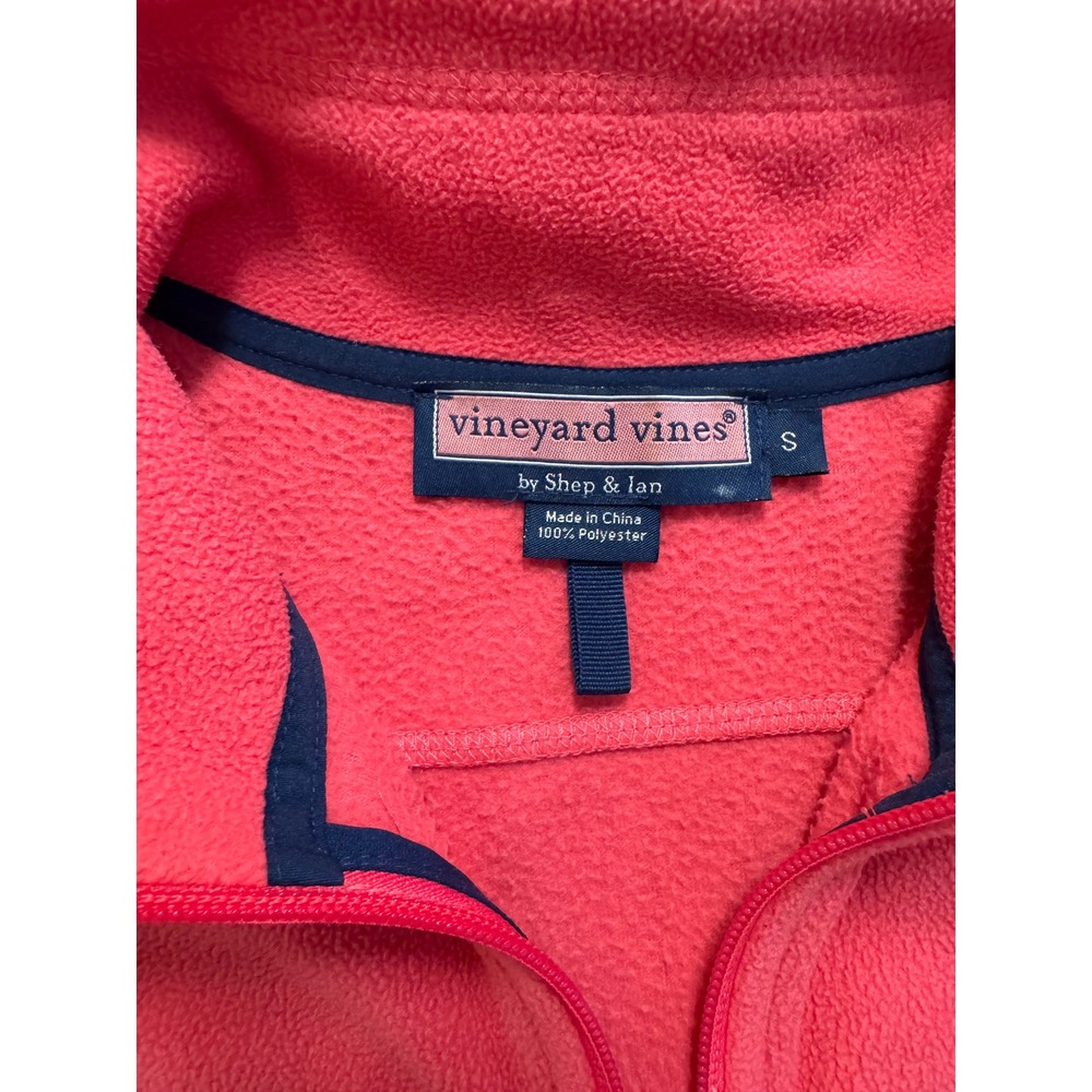 Vineyard Vines Women's Small Pink Fleece Vest Full Zip Whale Logo Pockets - Picture 3 of 7
